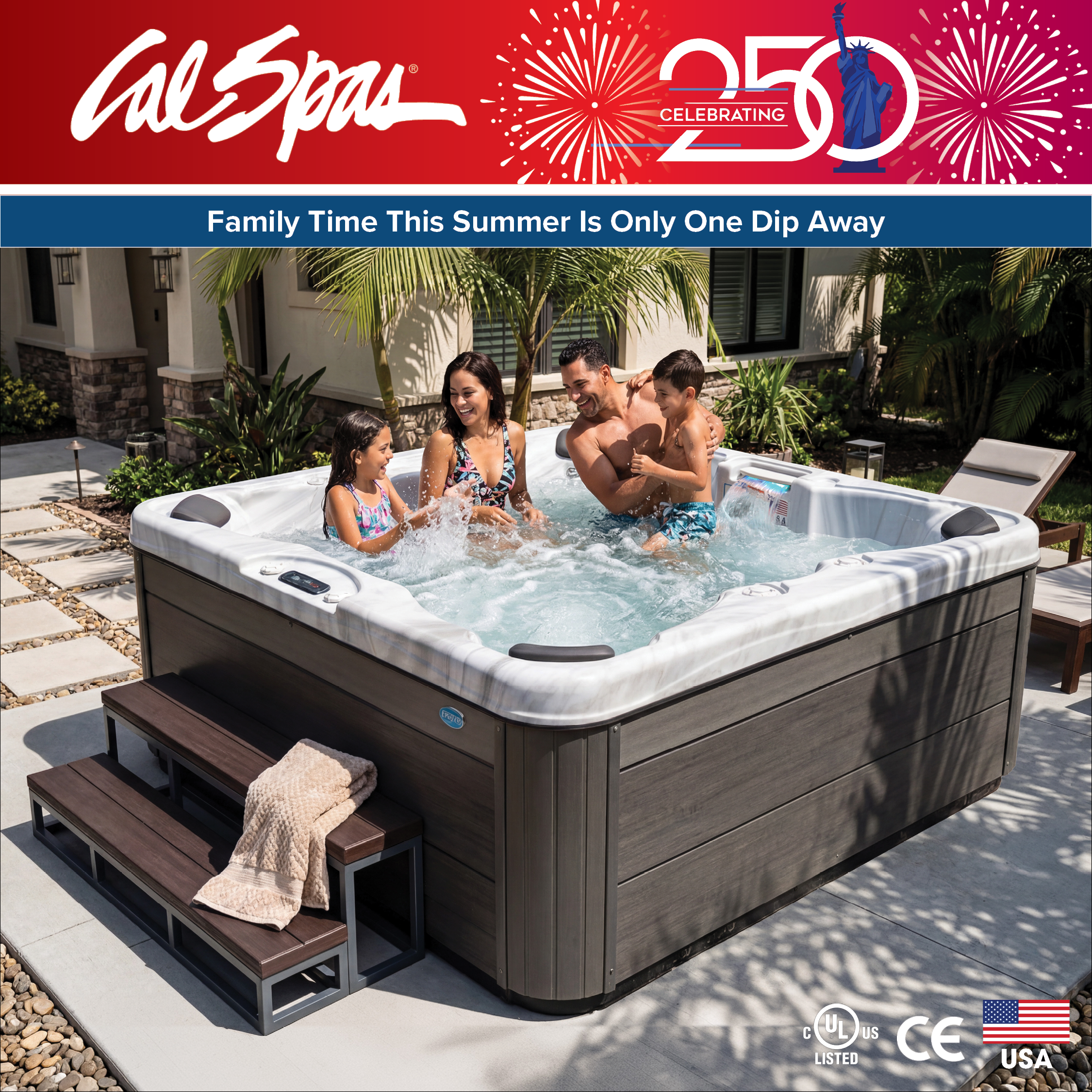 Calspas hot tub being used in a family setting - Petaluma